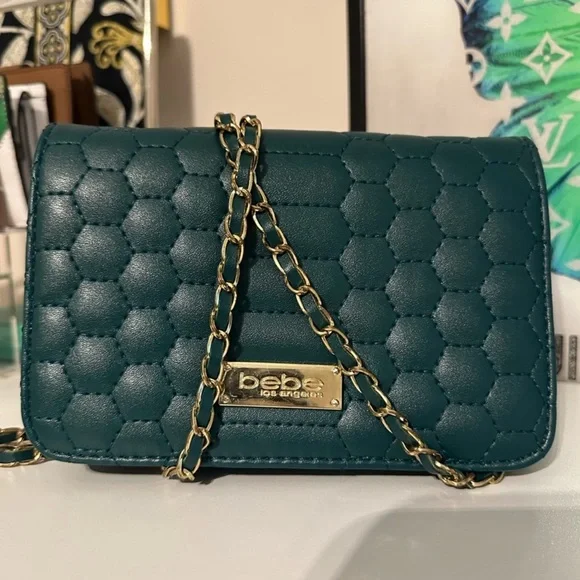 bebe Teal Crossbody Bag with Gold Chain EUC - Picture 1 of 6